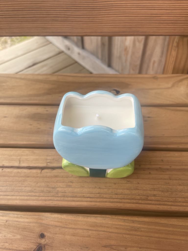 Blue Tulip Flower Candle -